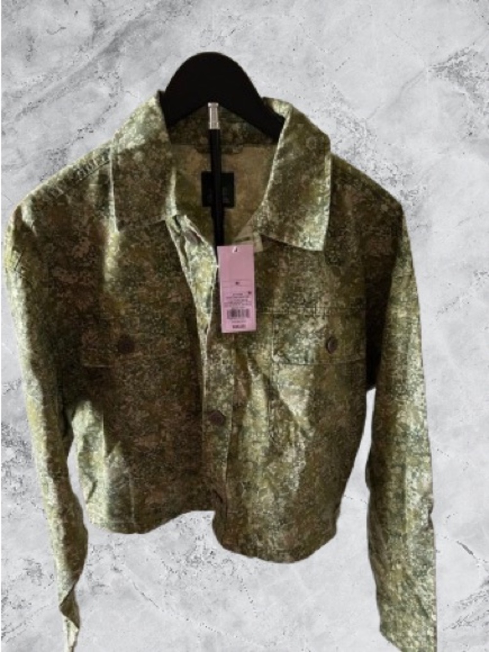 NWT Wild Fable. Green Floral Print Cropped Jacket Oversized - Medium